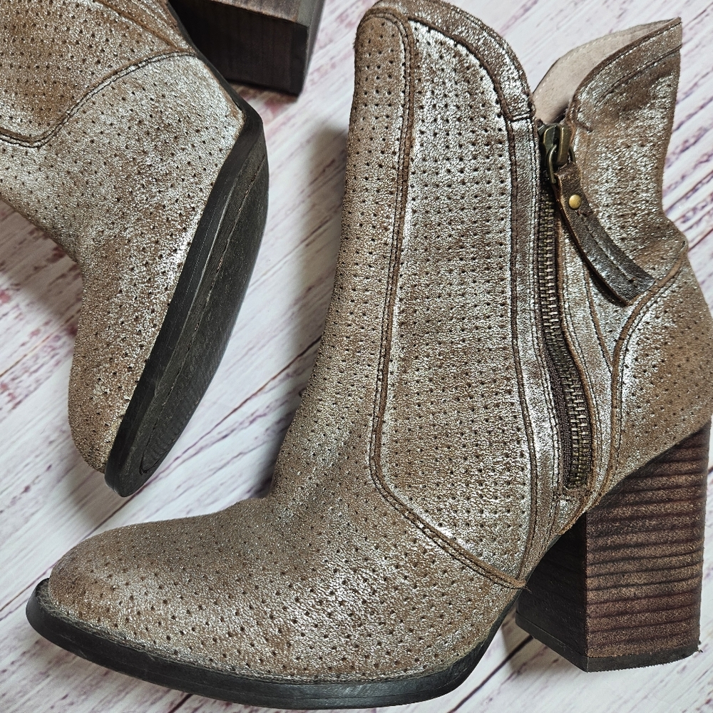 Anthropologie Metallic Ankle Boots - Picture 2 of 9